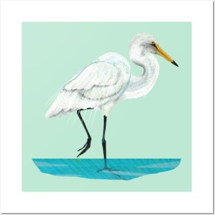 White Heron Posters and Art